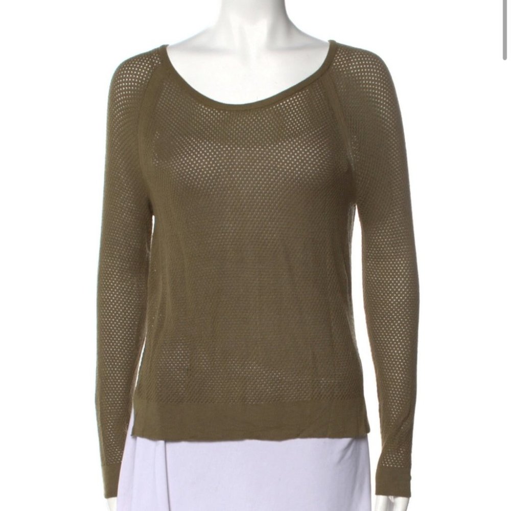 Rag & Bone Army Green Thin Knit Long Sleeve Sweater Top